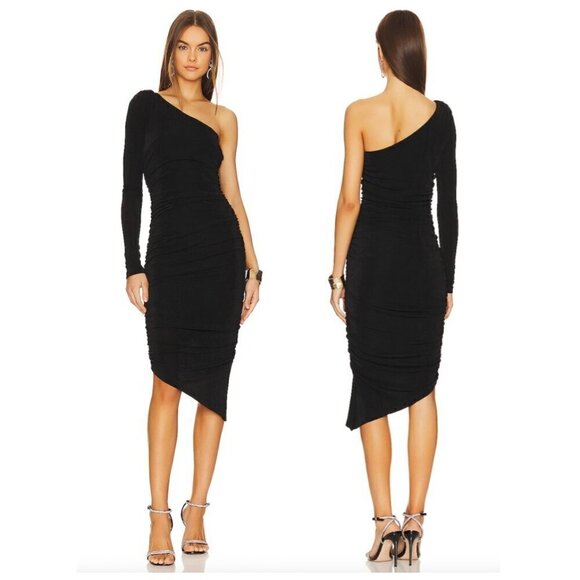 LIKELY Mindy One-Shoulder Long Sleeve Asymmetric Hem Dress in Black Size US 0 - Picture 1 of 10